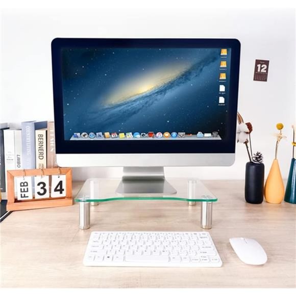 2 Pack Computer Monitor Riser with Height Adjustable Multi Media Desktop Stand - Picture 6 of 7